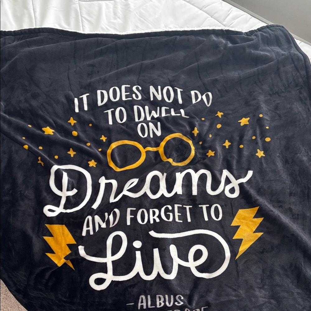 Harry Potter Black and Gold Quote Blanket